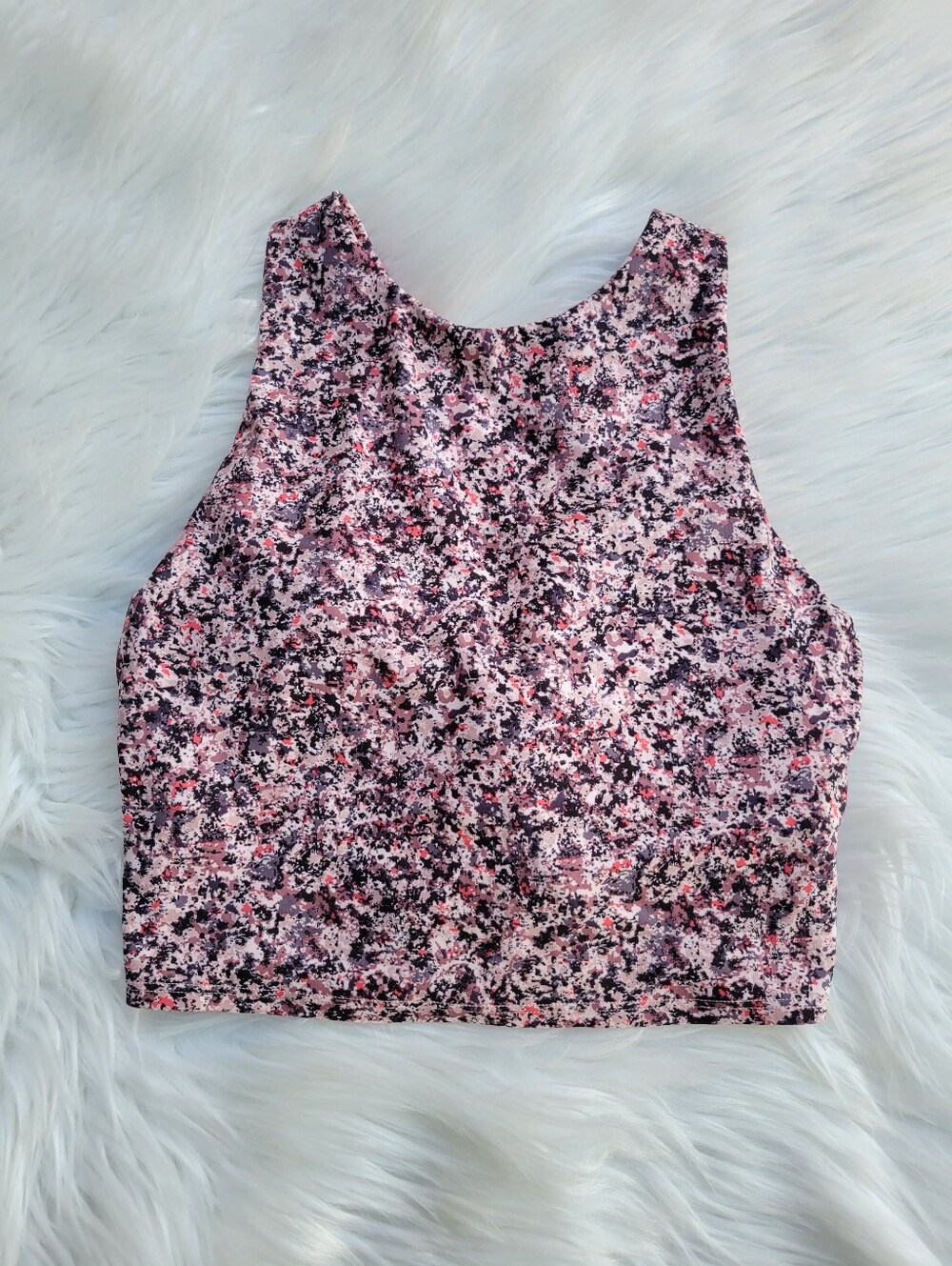 Athleta Conscious Crop Printed Crop Top A-C Pink Splatter Multicolor Womens XS